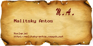 Malitsky Antos névjegykártya